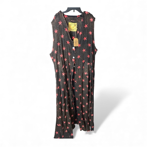 A RARE BIRD Woman Star Pattern sleeveless Button Dress One size ⭐️❤️ - Picture 2 of 3